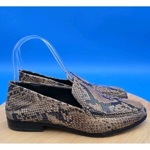 Vince Camuto Jendeya Women's 6M Leather Loafer Snake‎ Reptile Print Slip-On EUC